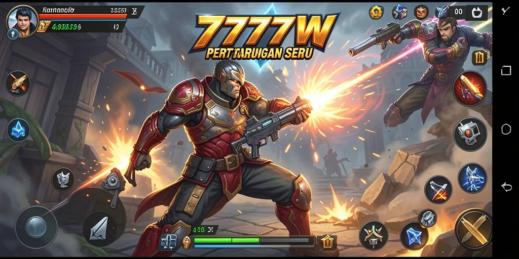 Tampilan aksi seru dalam permainan 7777W.