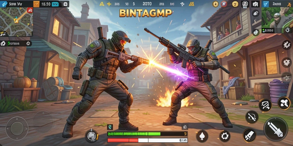 Screenshot utama BINTANGMPO menampilkan pengalaman seru dalam pertempuran Battle Royale.