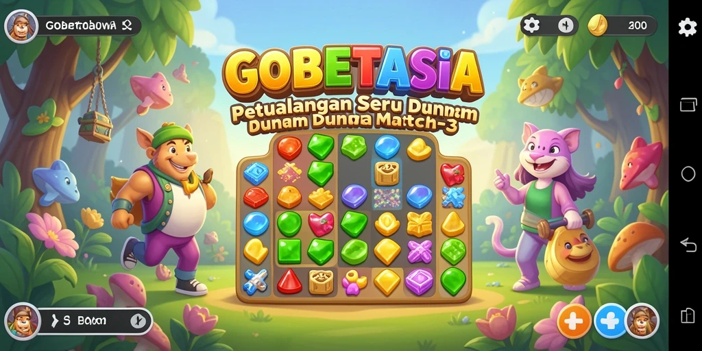 Gameplay seru dalam GOBETASIA, tantangan mencocokkan item.