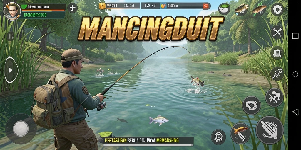 Tangkapan ikan besar dengan aksi seru dalam MANCINGDUIT.