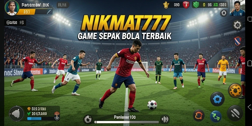 Screenshot gameplay NIKMAT777 menampilkan aksi seru pertandingan sepak bola.