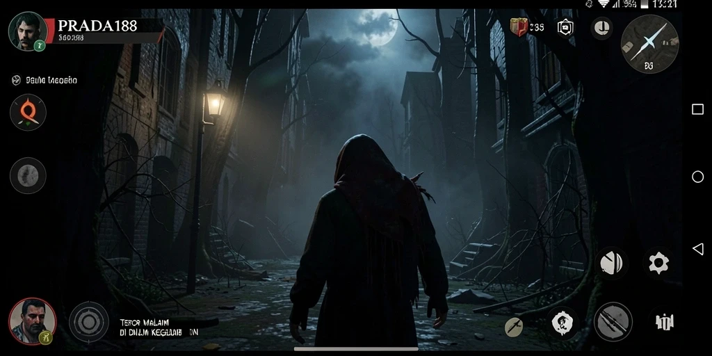 Screenshot menunjukkan gameplay menegangkan di dunia horor PRADA188.